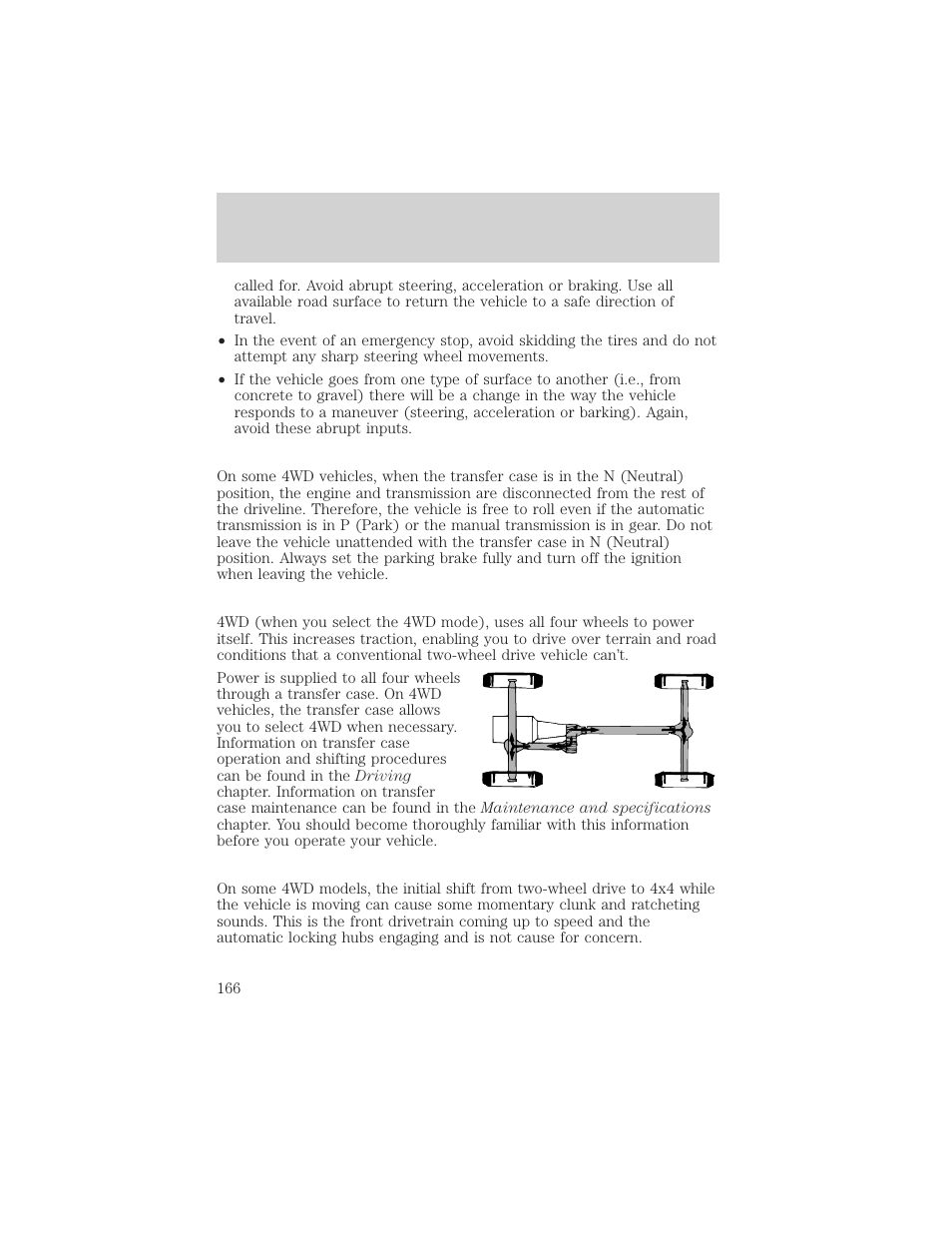 Driving | FORD 2002 F-550 v.1 User Manual | Page 166 / 320
