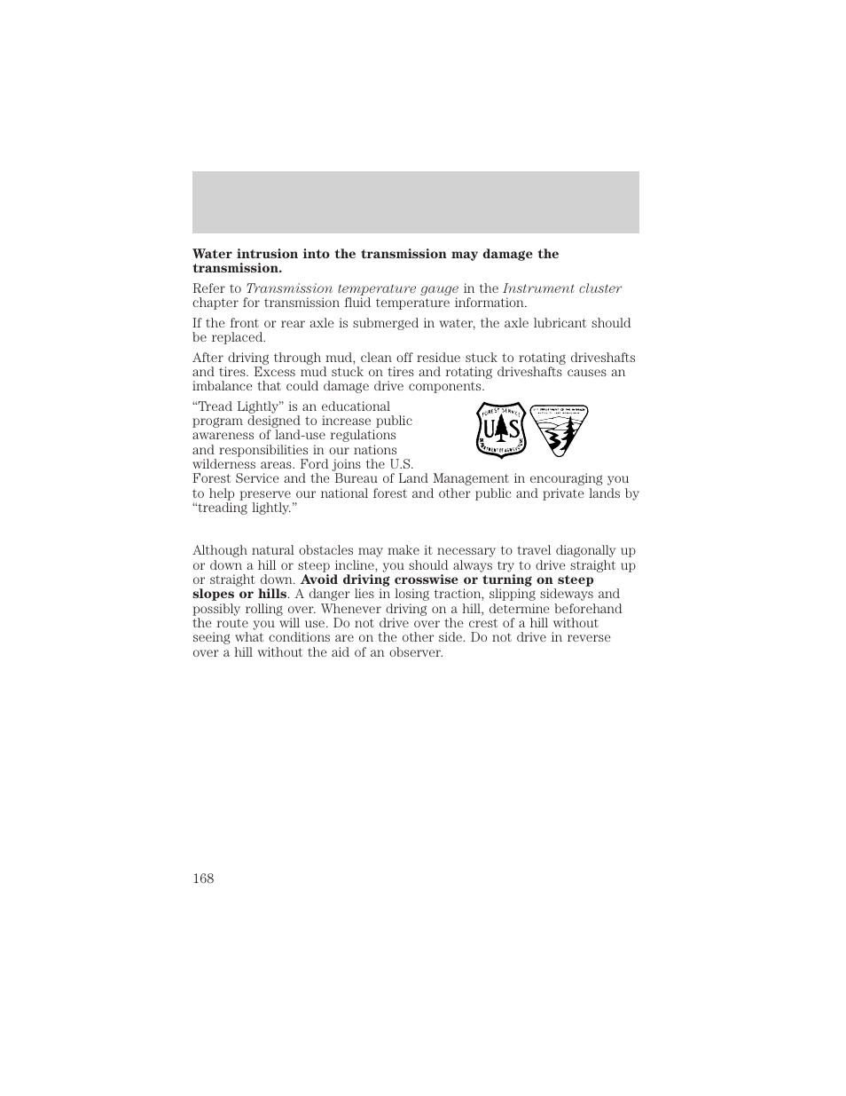 Driving | FORD 2002 F-550 v.1 User Manual | Page 168 / 320