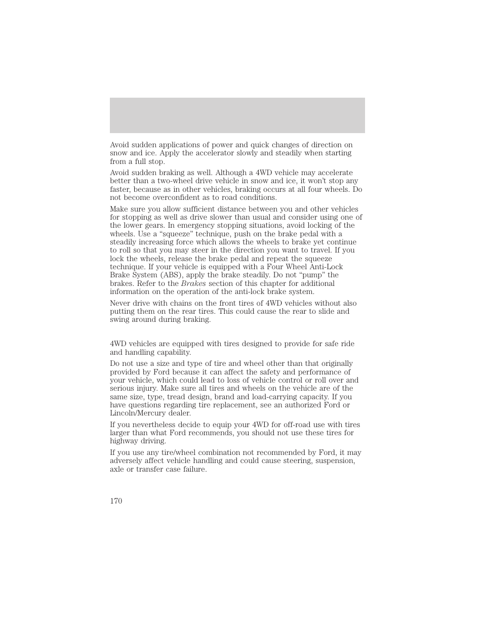 Driving | FORD 2002 F-550 v.1 User Manual | Page 170 / 320