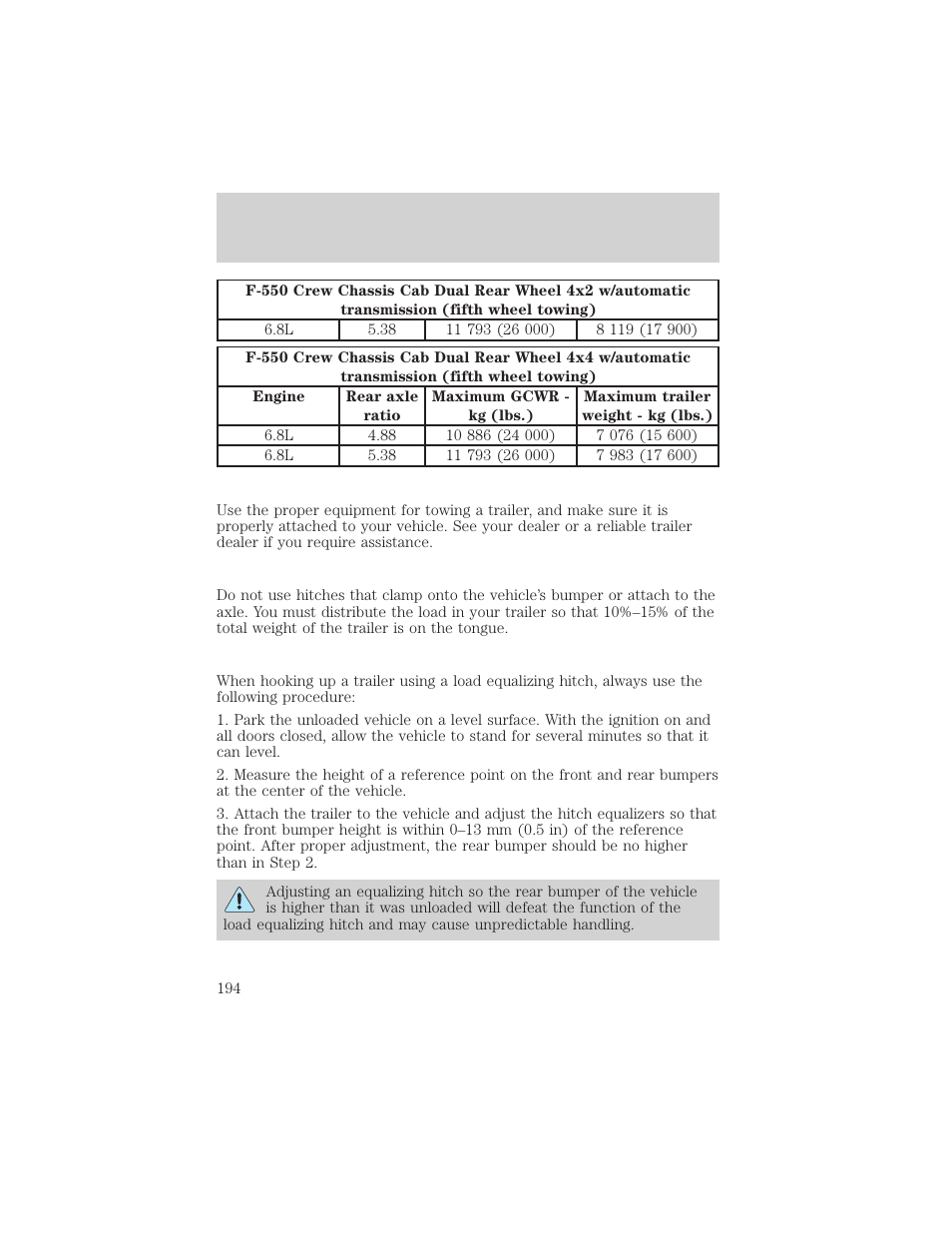 Driving | FORD 2002 F-550 v.1 User Manual | Page 194 / 320