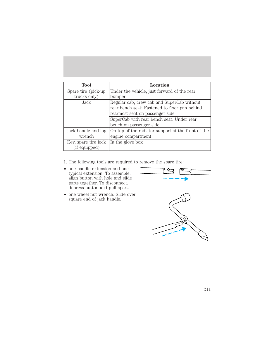 Roadside emergencies | FORD 2002 F-550 v.1 User Manual | Page 211 / 320