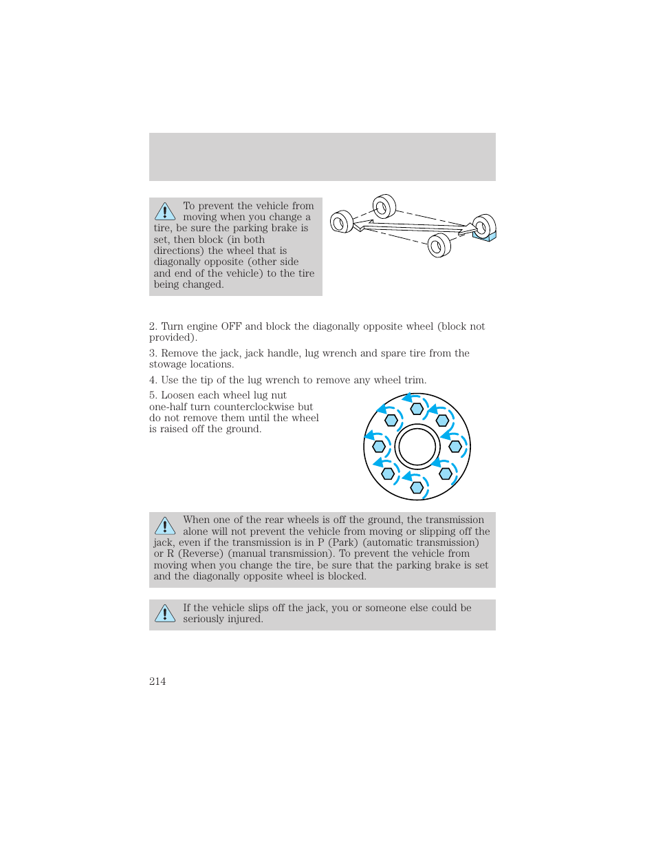 Roadside emergencies | FORD 2002 F-550 v.1 User Manual | Page 214 / 320