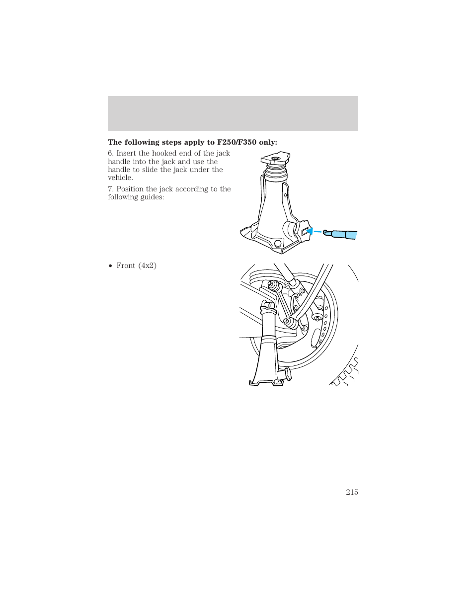 Roadside emergencies | FORD 2002 F-550 v.1 User Manual | Page 215 / 320