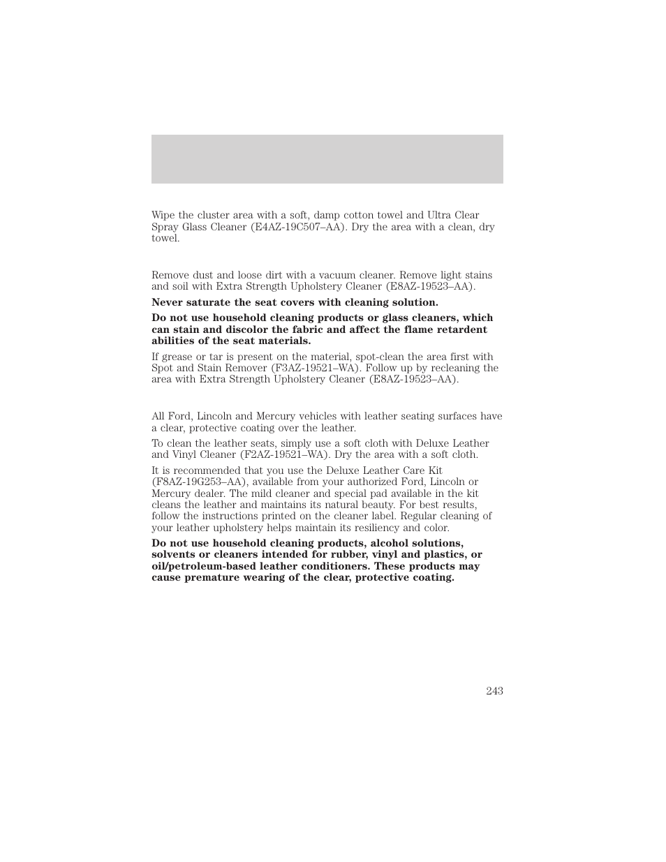 Cleaning | FORD 2002 F-550 v.1 User Manual | Page 243 / 320