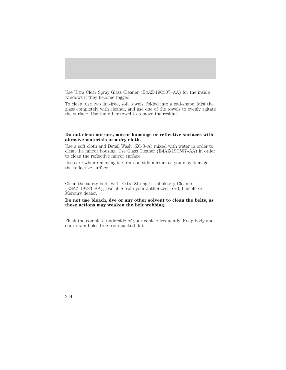 Cleaning | FORD 2002 F-550 v.1 User Manual | Page 244 / 320