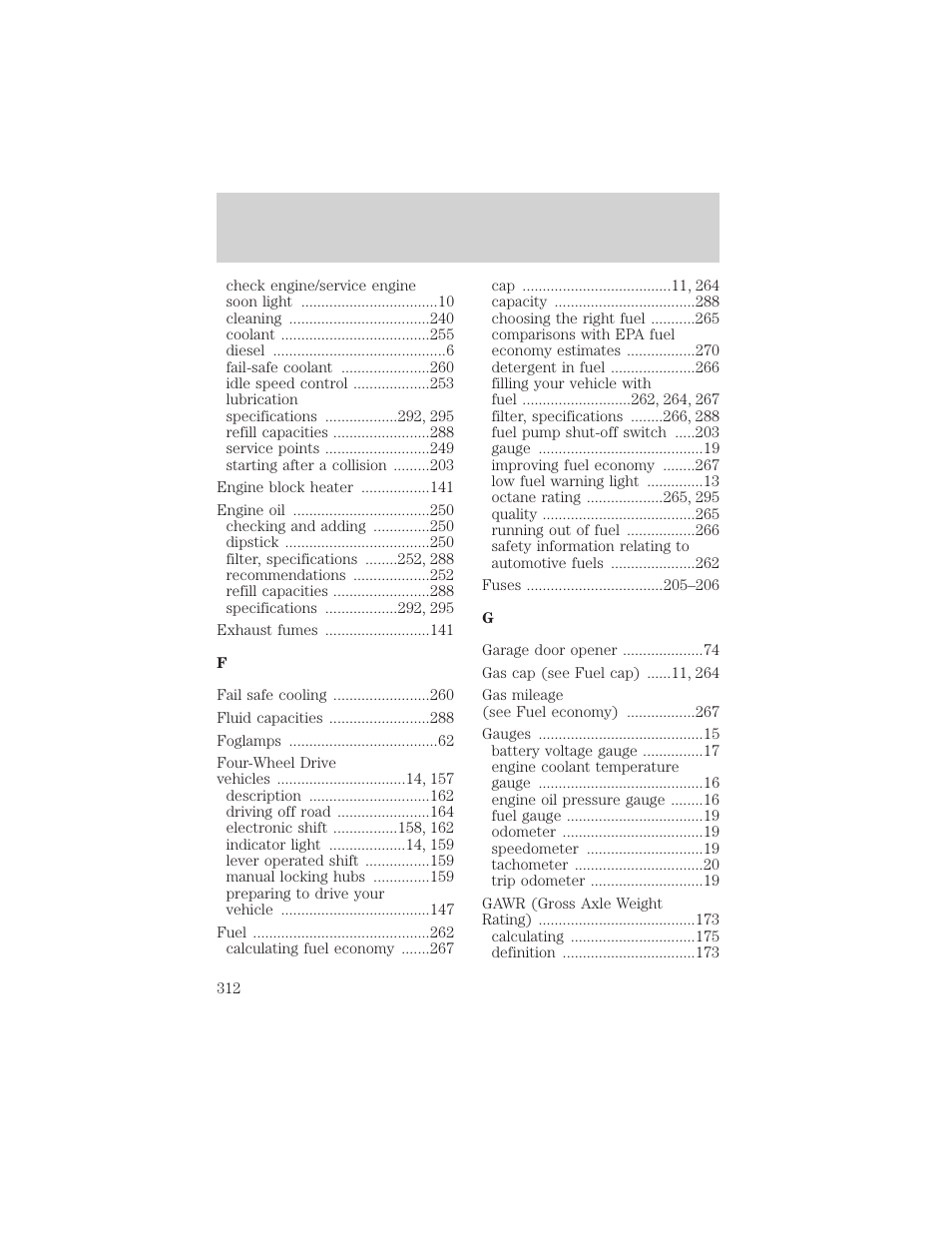 Index | FORD 2002 F-550 v.1 User Manual | Page 312 / 320