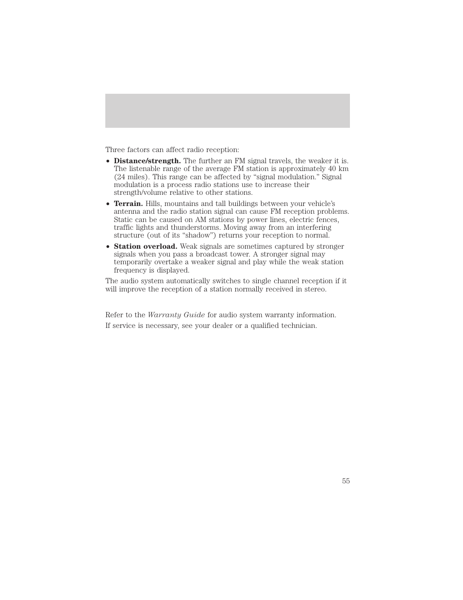 Entertainment systems | FORD 2002 F-550 v.1 User Manual | Page 55 / 320