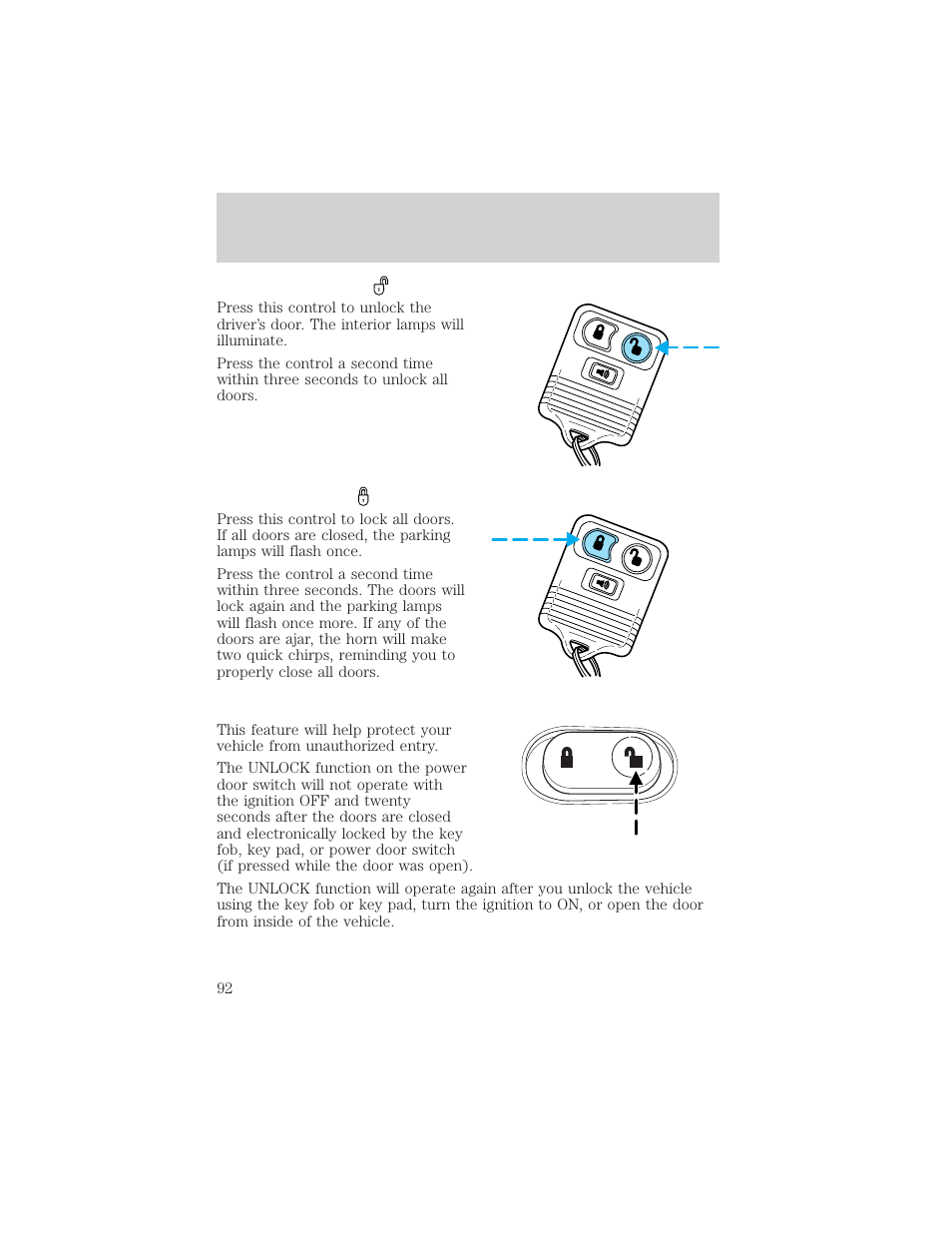 Locks and security | FORD 2002 F-550 v.1 User Manual | Page 92 / 320
