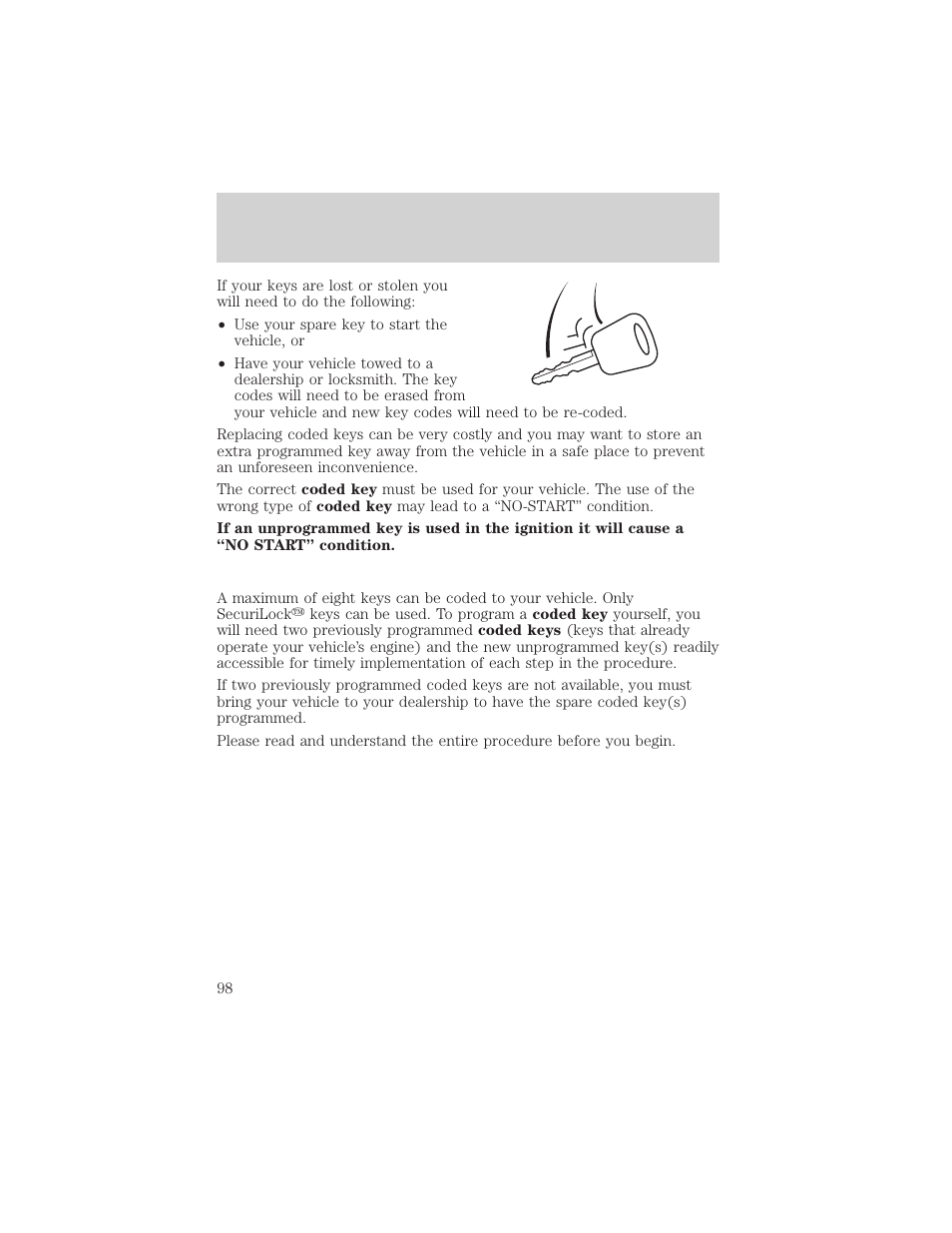 Locks and security | FORD 2002 F-550 v.1 User Manual | Page 98 / 320