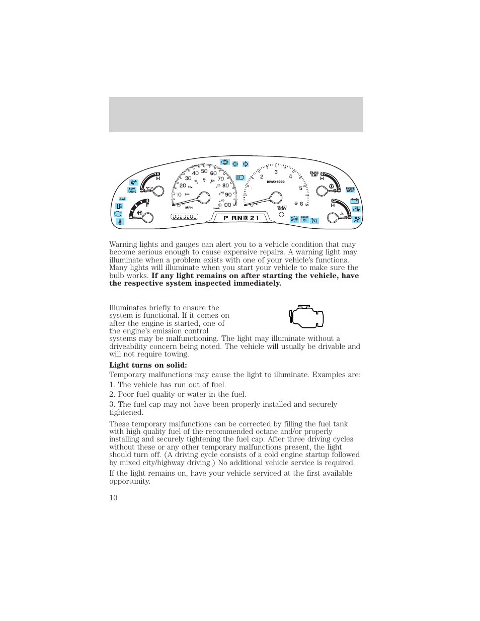 Instrument cluster | FORD 2002 F-550 v.2 User Manual | Page 10 / 304
