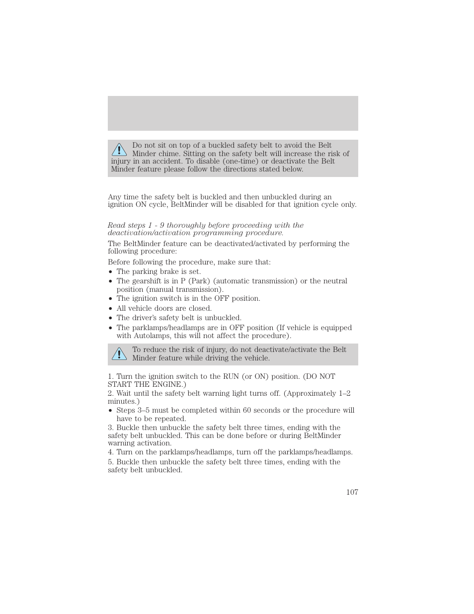 Seating and safety restraints | FORD 2002 F-550 v.2 User Manual | Page 107 / 304