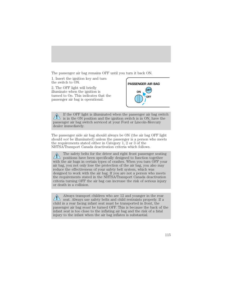 Seating and safety restraints | FORD 2002 F-550 v.2 User Manual | Page 115 / 304
