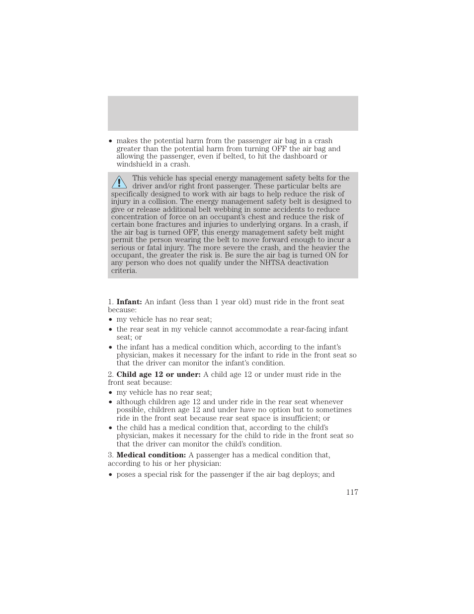 Seating and safety restraints | FORD 2002 F-550 v.2 User Manual | Page 117 / 304