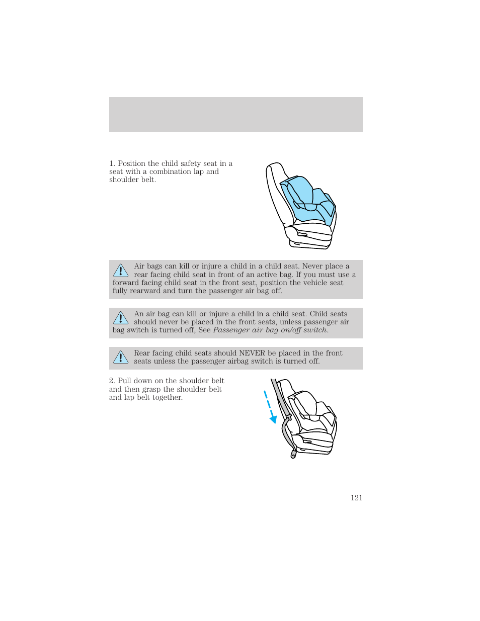 Seating and safety restraints | FORD 2002 F-550 v.2 User Manual | Page 121 / 304