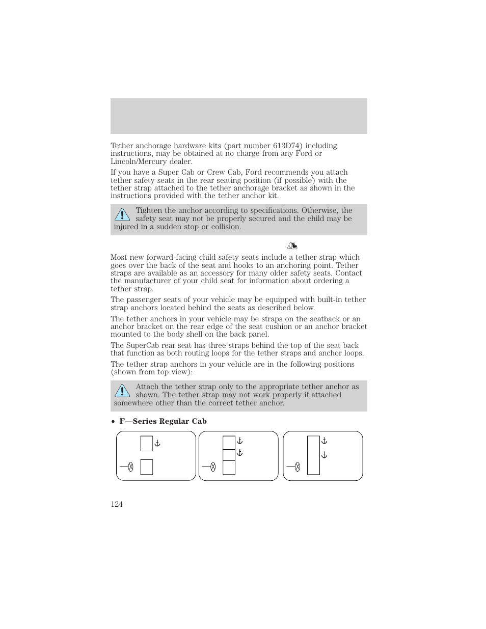 Seating and safety restraints | FORD 2002 F-550 v.2 User Manual | Page 124 / 304