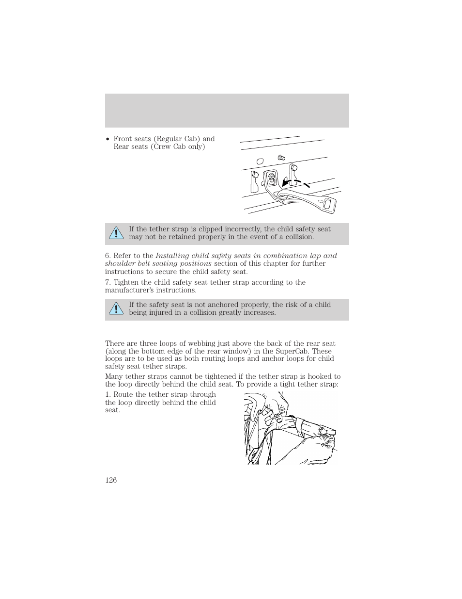 Seating and safety restraints | FORD 2002 F-550 v.2 User Manual | Page 126 / 304