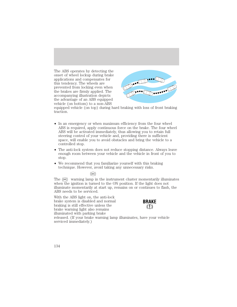 Driving, Brake | FORD 2002 F-550 v.2 User Manual | Page 134 / 304
