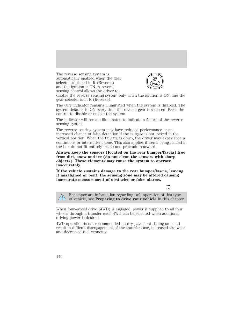 Driving | FORD 2002 F-550 v.2 User Manual | Page 146 / 304