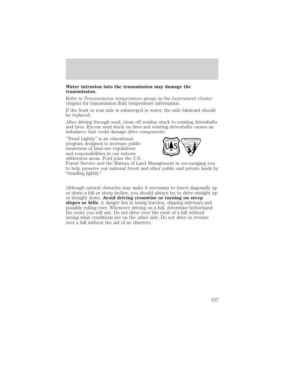 Driving | FORD 2002 F-550 v.2 User Manual | Page 157 / 304