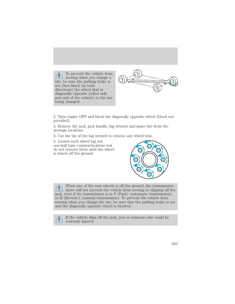 Roadside emergencies | FORD 2002 F-550 v.2 User Manual | Page 203 / 304