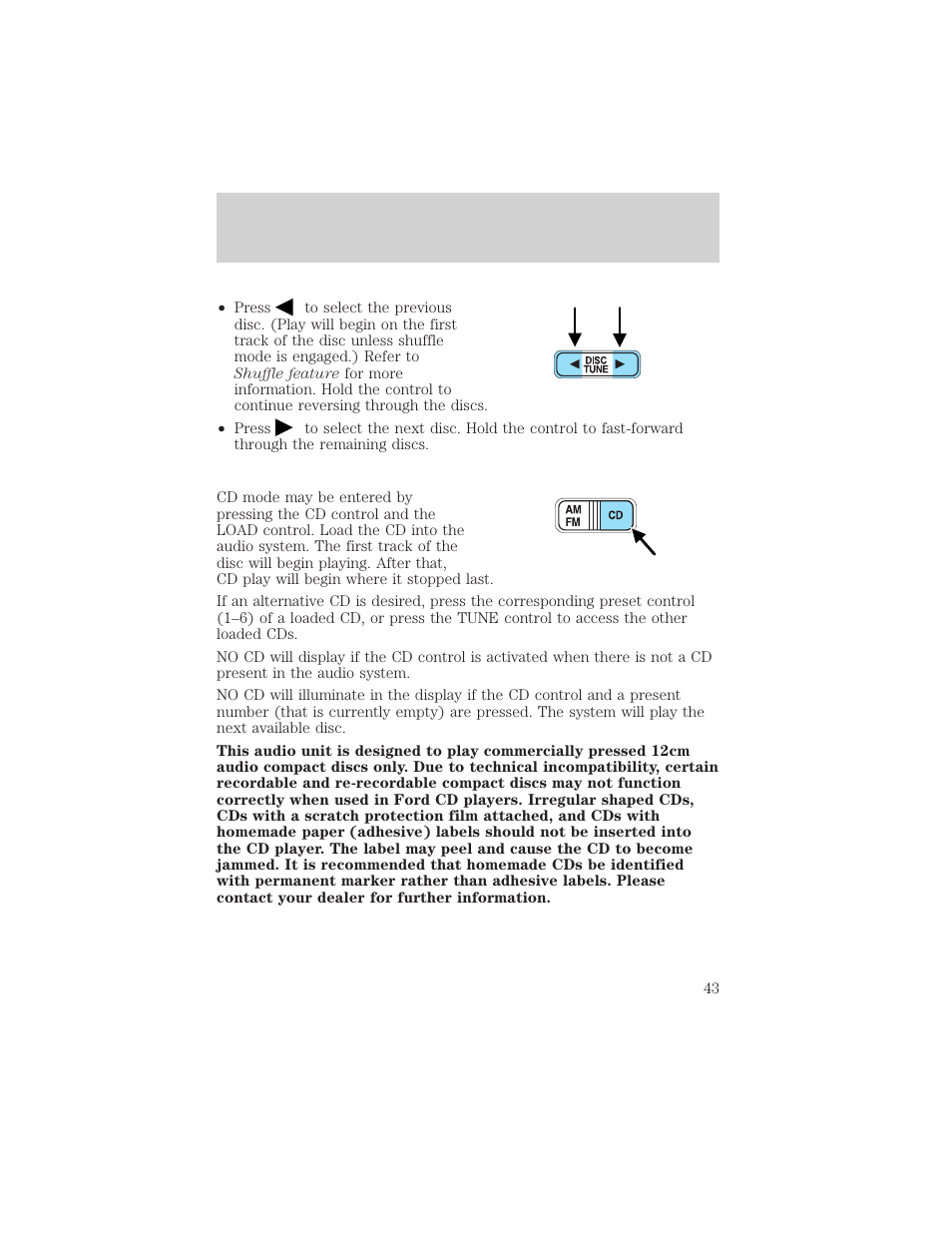 Entertainment systems | FORD 2002 F-550 v.2 User Manual | Page 43 / 304