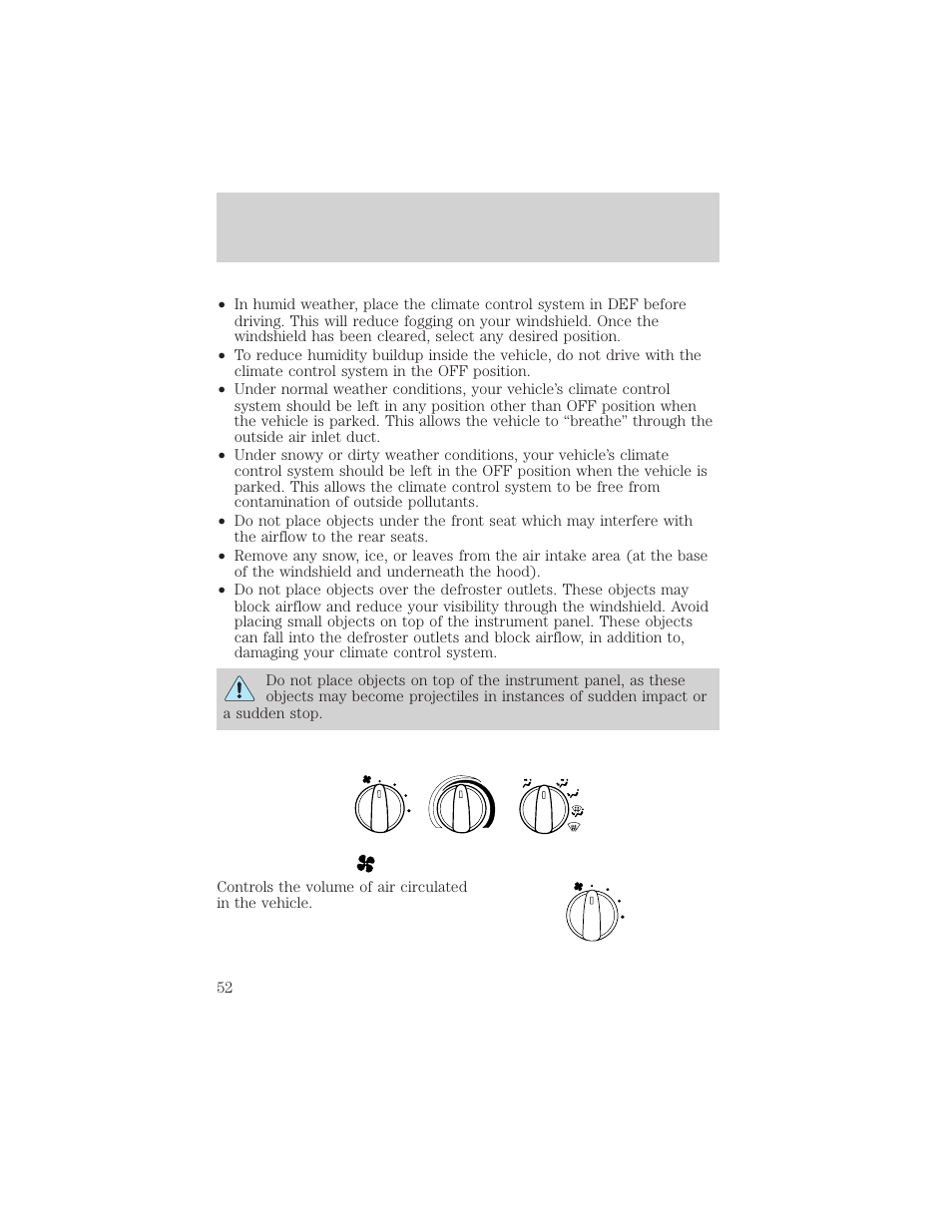 Climate controls | FORD 2002 F-550 v.2 User Manual | Page 52 / 304