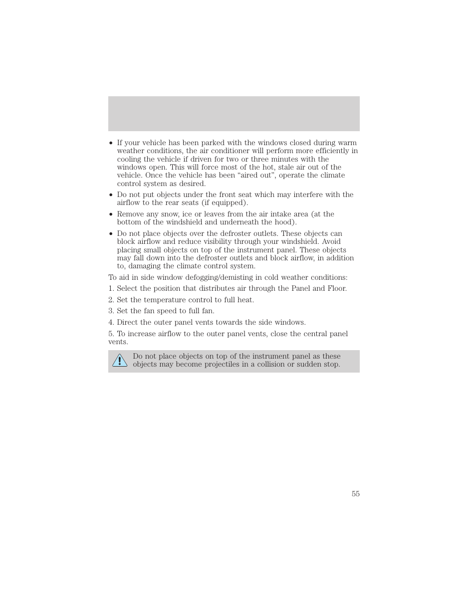 Climate controls | FORD 2002 F-550 v.2 User Manual | Page 55 / 304