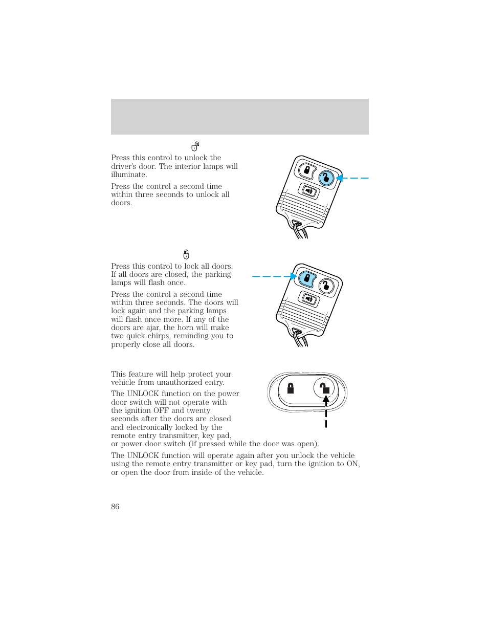 Locks and security | FORD 2002 F-550 v.2 User Manual | Page 86 / 304