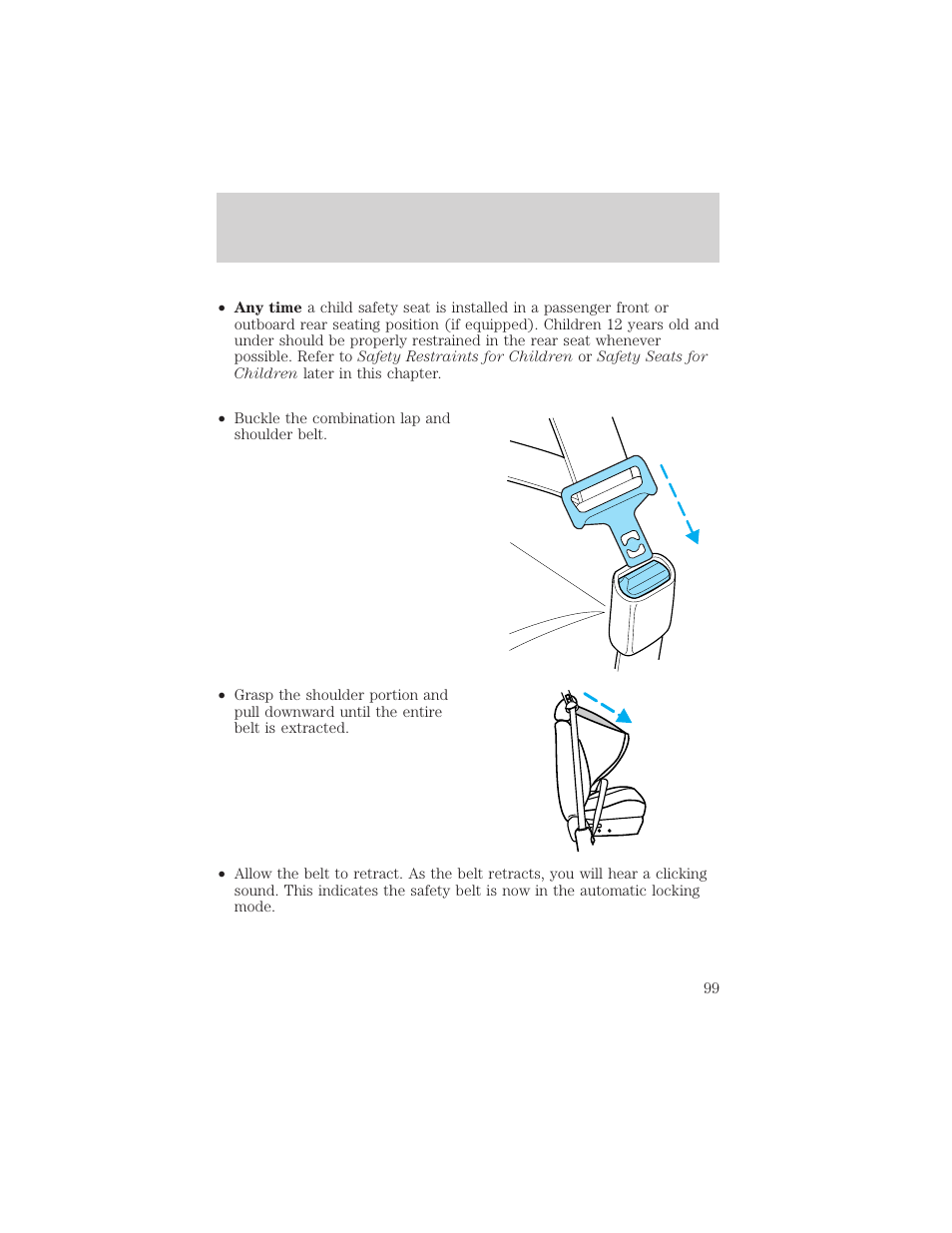 Seating and safety restraints | FORD 2002 F-550 v.2 User Manual | Page 99 / 304