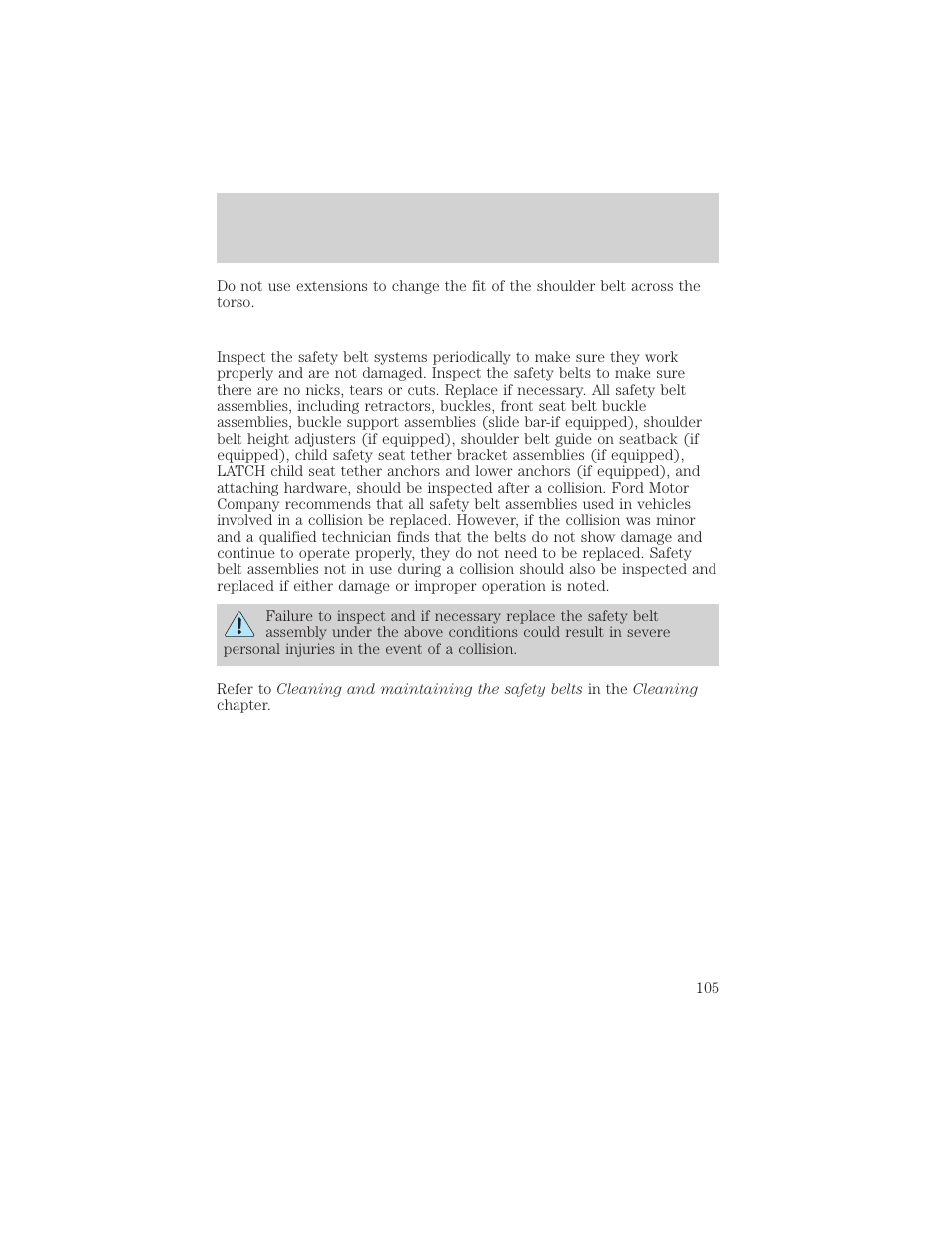 Seating and safety restraints | FORD 2002 F-550 v.3 User Manual | Page 105 / 304