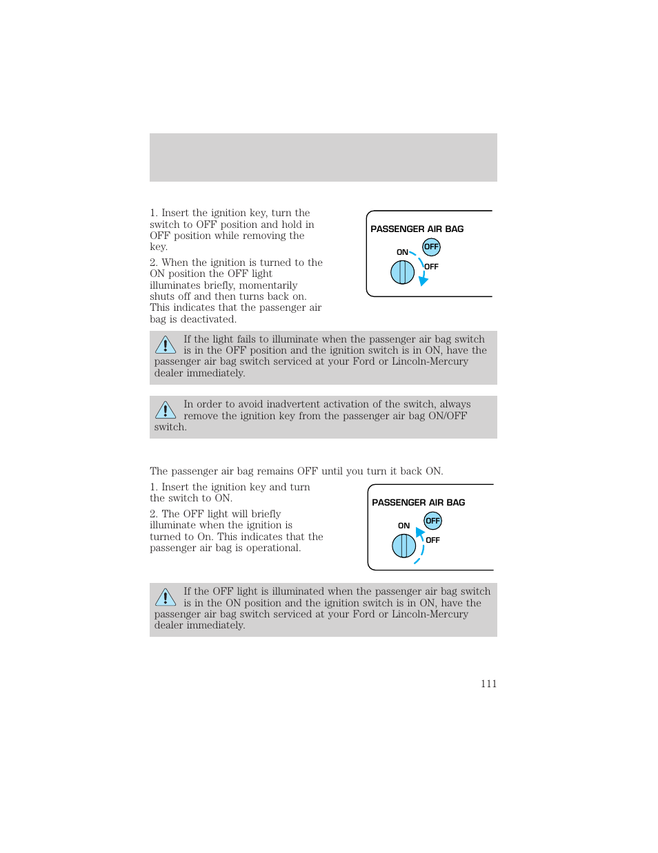 Seating and safety restraints | FORD 2002 F-550 v.3 User Manual | Page 111 / 304