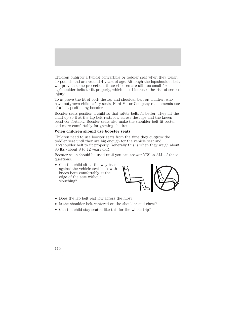 Seating and safety restraints | FORD 2002 F-550 v.3 User Manual | Page 116 / 304