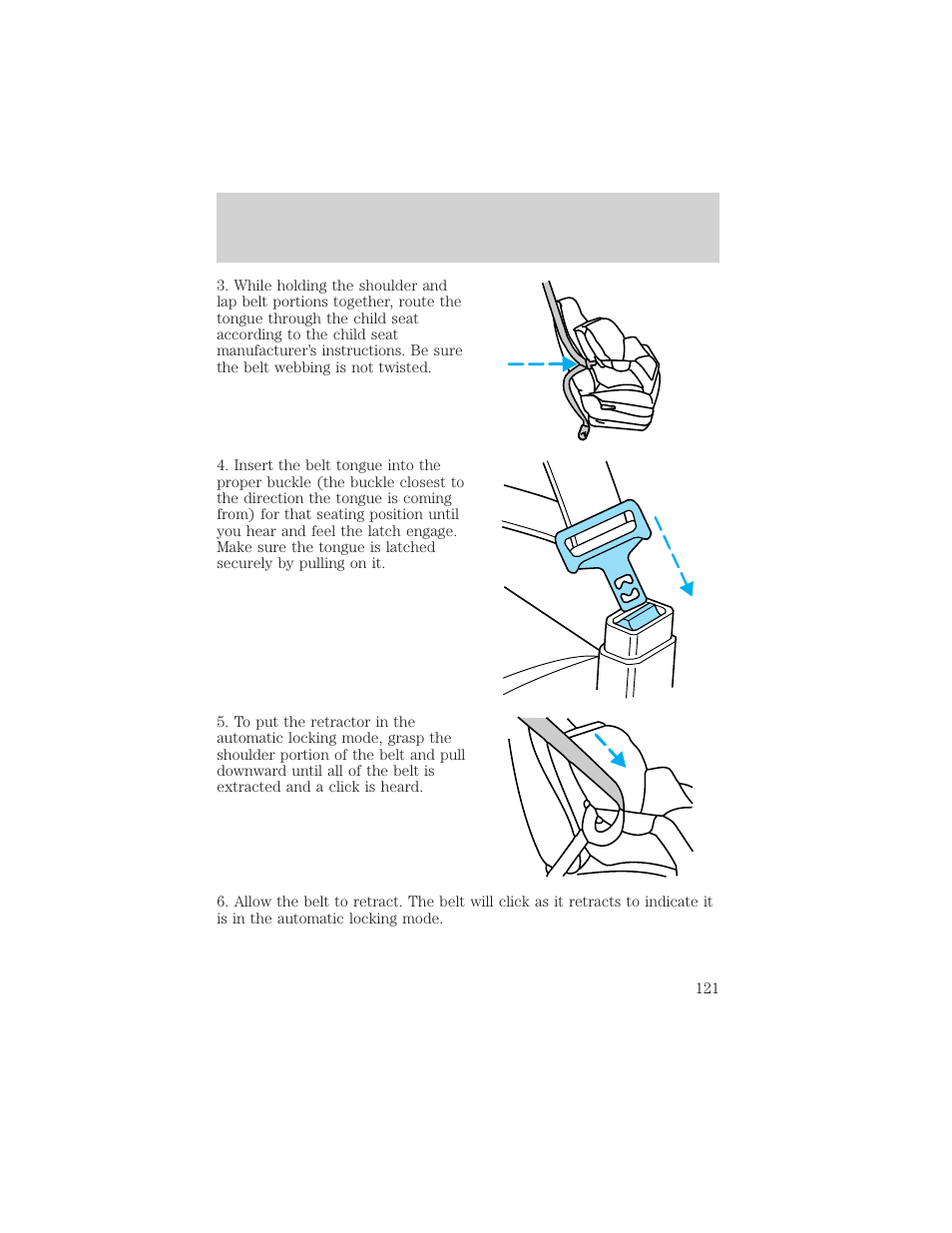 Seating and safety restraints | FORD 2002 F-550 v.3 User Manual | Page 121 / 304