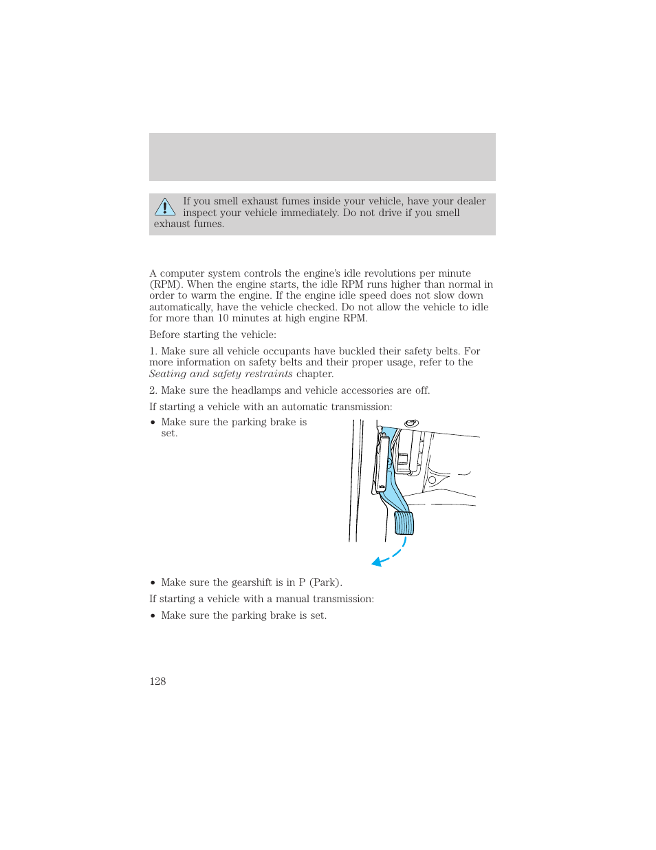 Driving | FORD 2002 F-550 v.3 User Manual | Page 128 / 304
