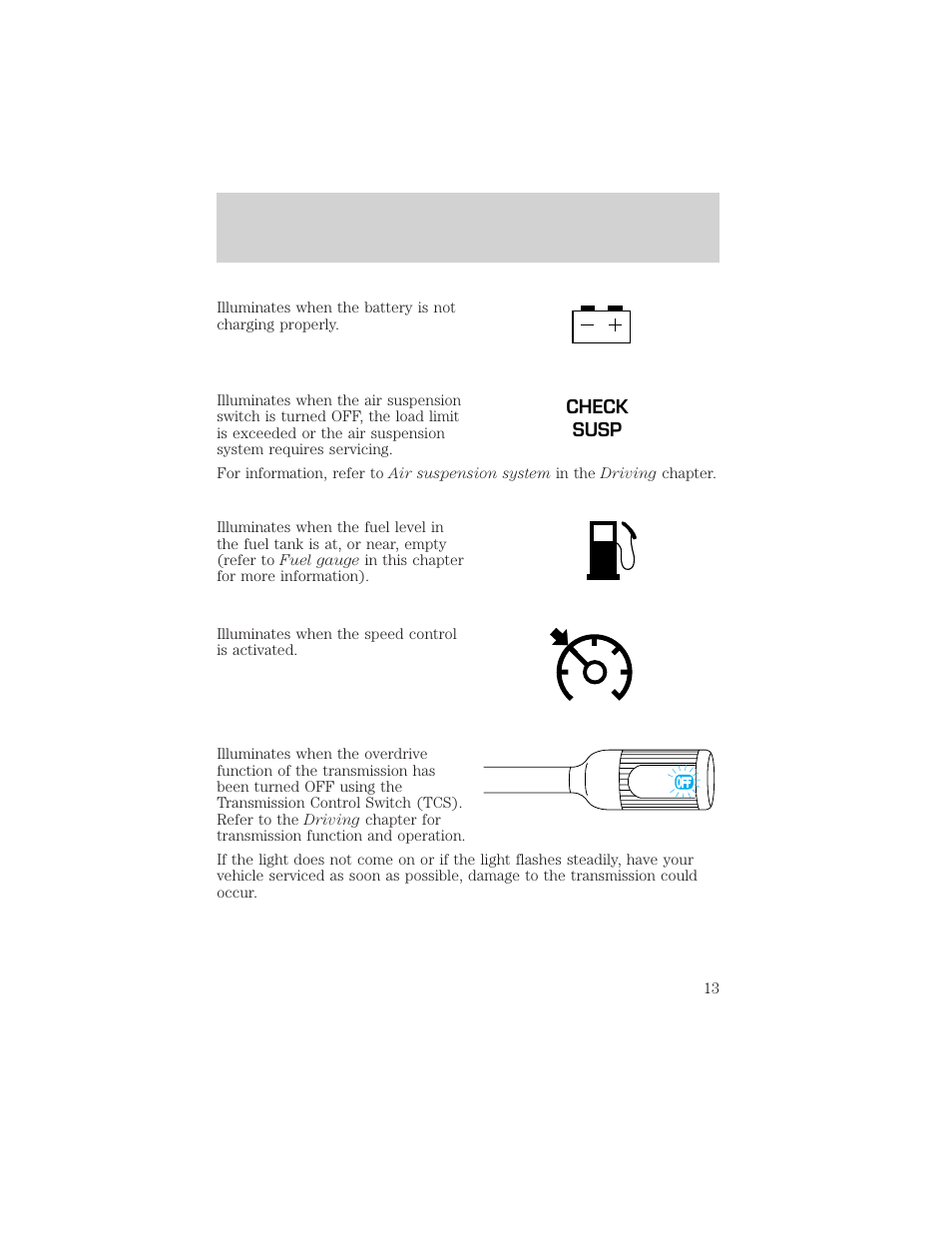 Instrument cluster | FORD 2002 F-550 v.3 User Manual | Page 13 / 304