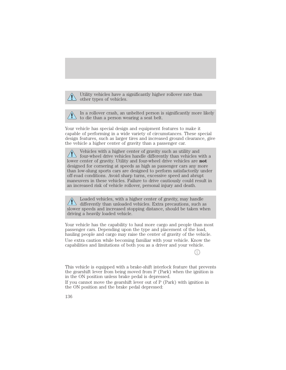 Driving | FORD 2002 F-550 v.3 User Manual | Page 136 / 304