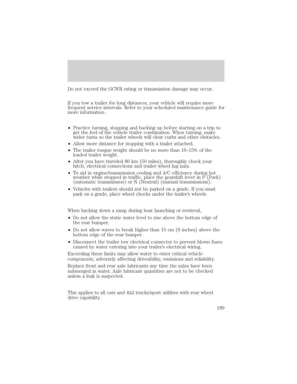 Driving | FORD 2002 F-550 v.3 User Manual | Page 189 / 304