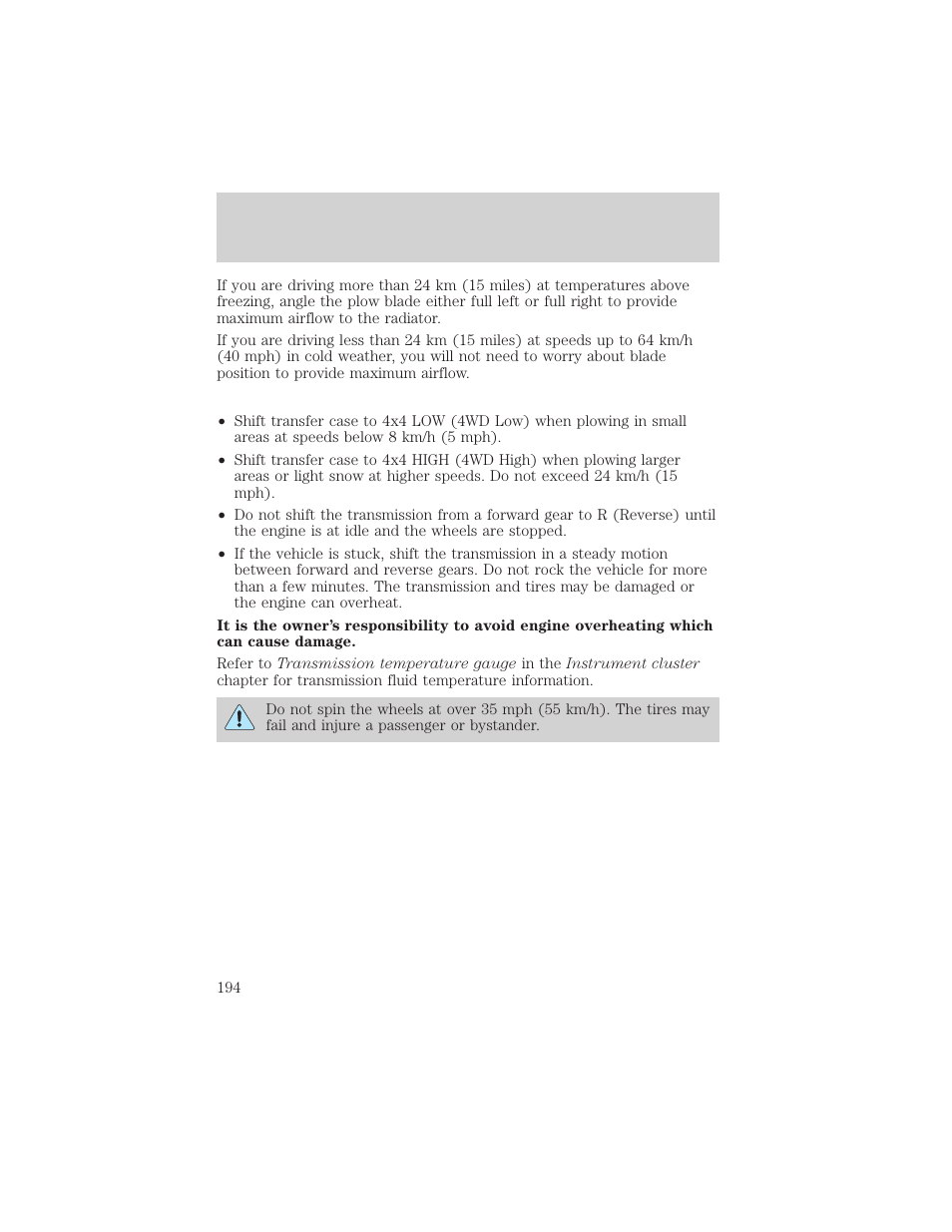 Driving | FORD 2002 F-550 v.3 User Manual | Page 194 / 304