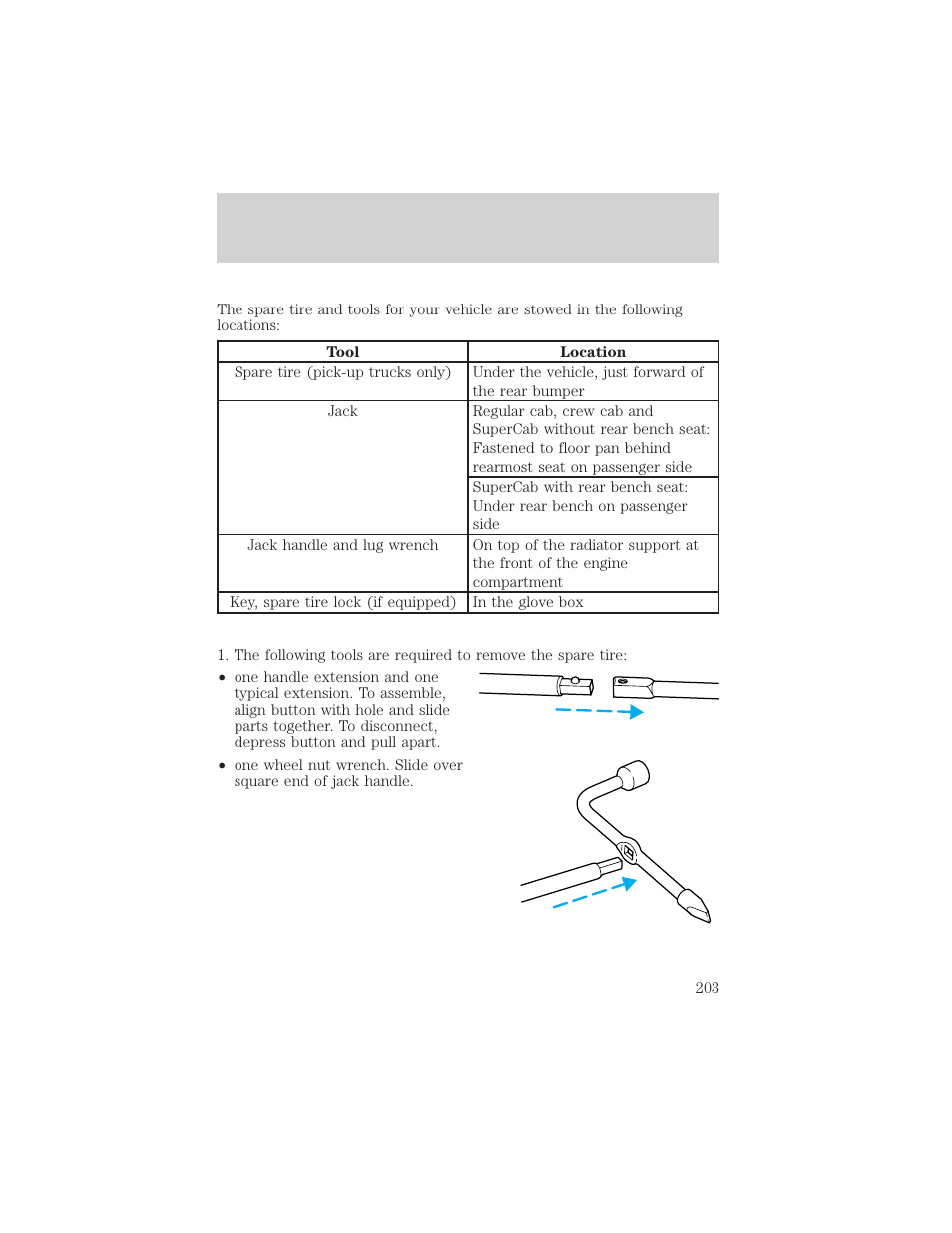 Roadside emergencies | FORD 2002 F-550 v.3 User Manual | Page 203 / 304