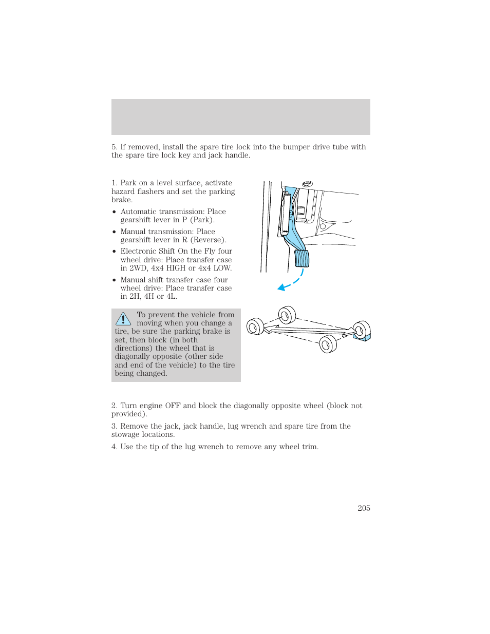 Roadside emergencies | FORD 2002 F-550 v.3 User Manual | Page 205 / 304