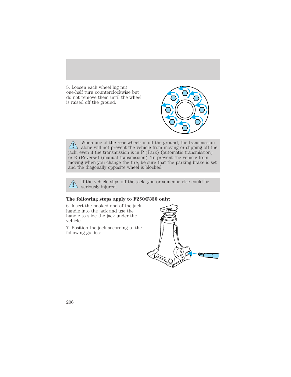 Roadside emergencies | FORD 2002 F-550 v.3 User Manual | Page 206 / 304