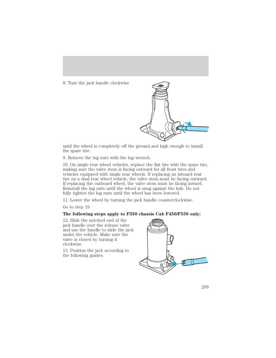 Roadside emergencies | FORD 2002 F-550 v.3 User Manual | Page 209 / 304
