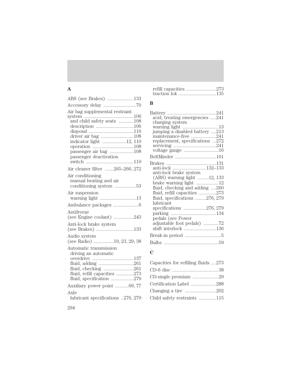 Index | FORD 2002 F-550 v.3 User Manual | Page 294 / 304