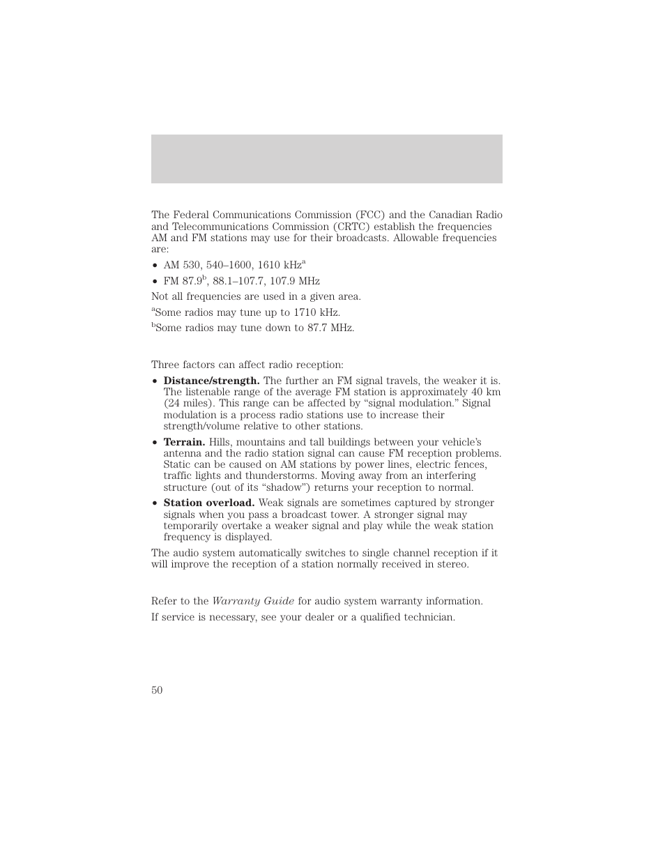 Entertainment systems | FORD 2002 F-550 v.3 User Manual | Page 50 / 304