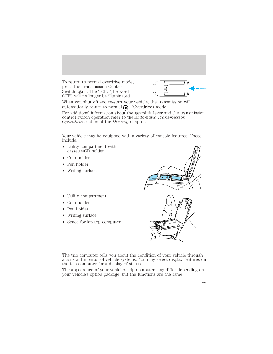 Driver controls | FORD 2002 F-550 v.3 User Manual | Page 77 / 304