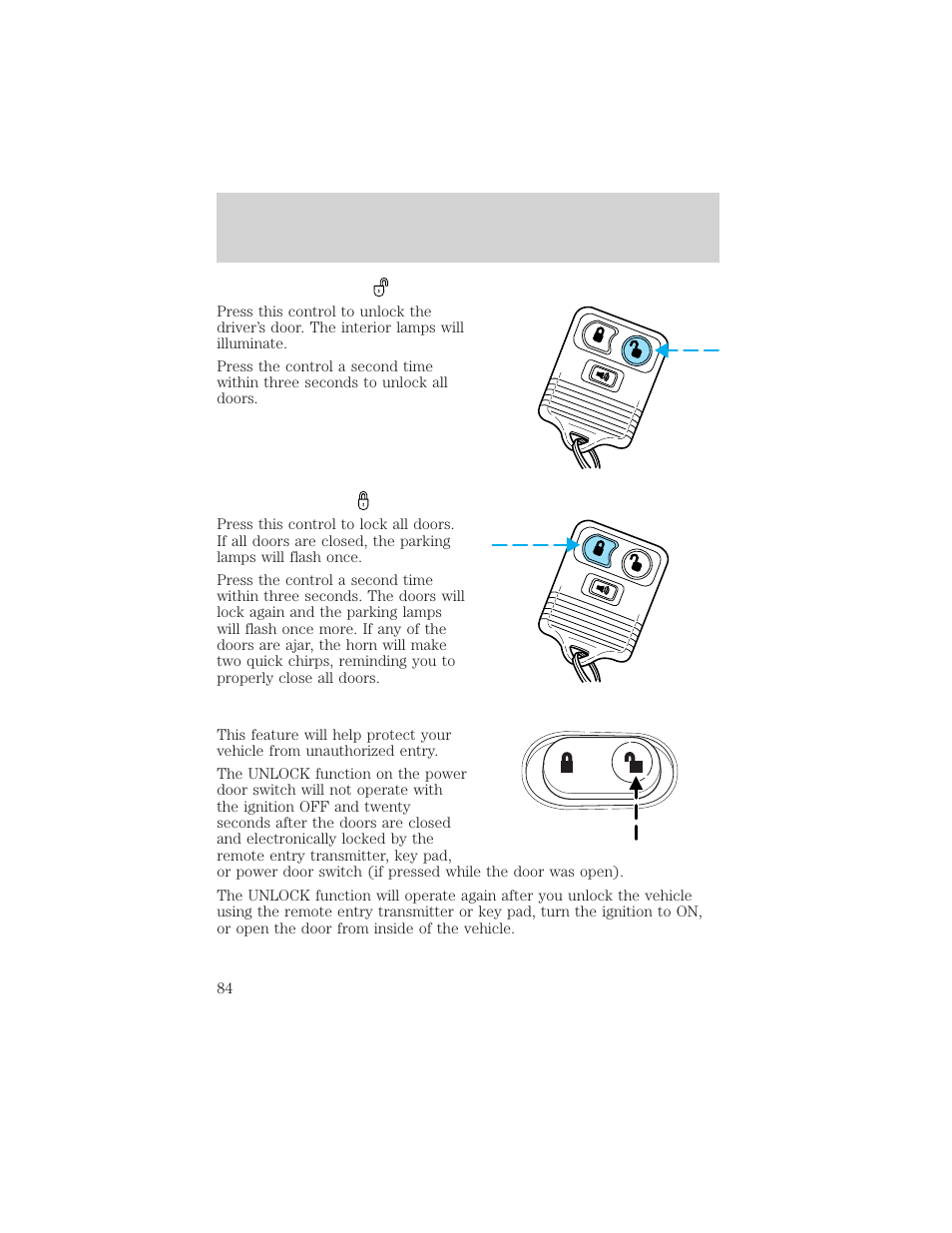 Locks and security | FORD 2002 F-550 v.3 User Manual | Page 84 / 304