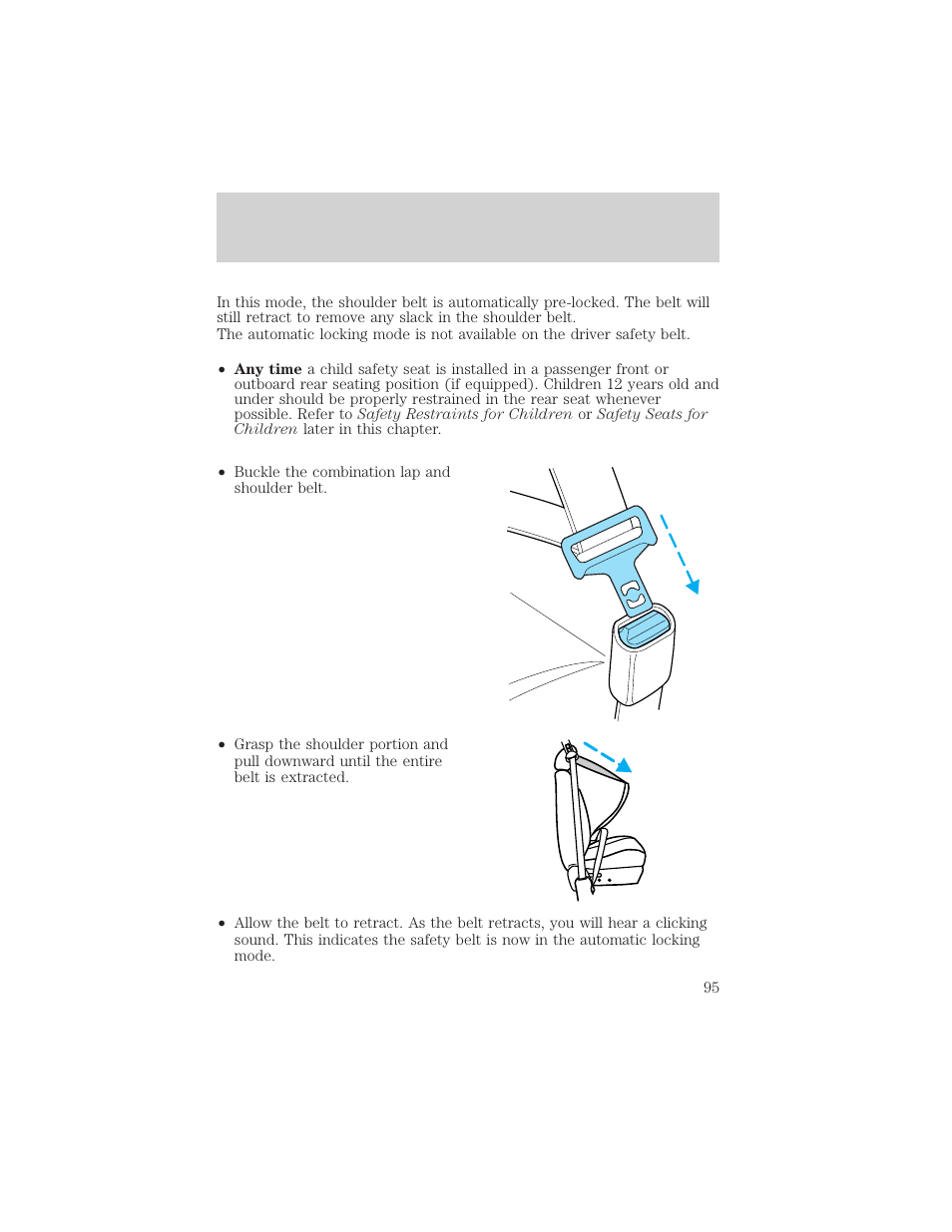 Seating and safety restraints | FORD 2002 F-550 v.3 User Manual | Page 95 / 304