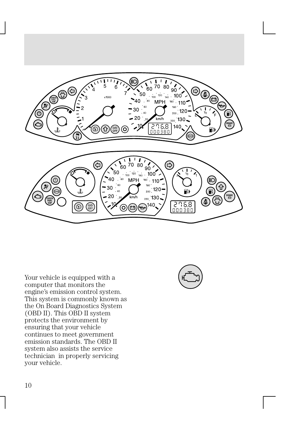 Instrument cluster | FORD 2002 Focus v.1 User Manual | Page 10 / 328