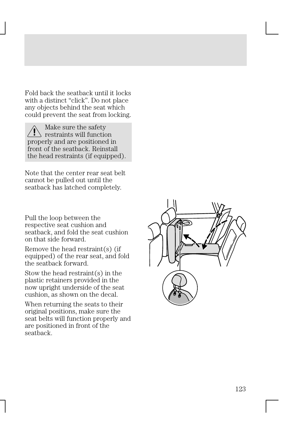 Seating and safety restraints | FORD 2002 Focus v.1 User Manual | Page 123 / 328