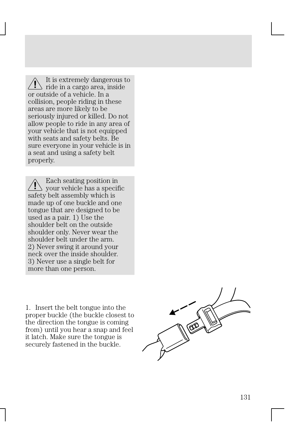 Seating and safety restraints | FORD 2002 Focus v.1 User Manual | Page 131 / 328